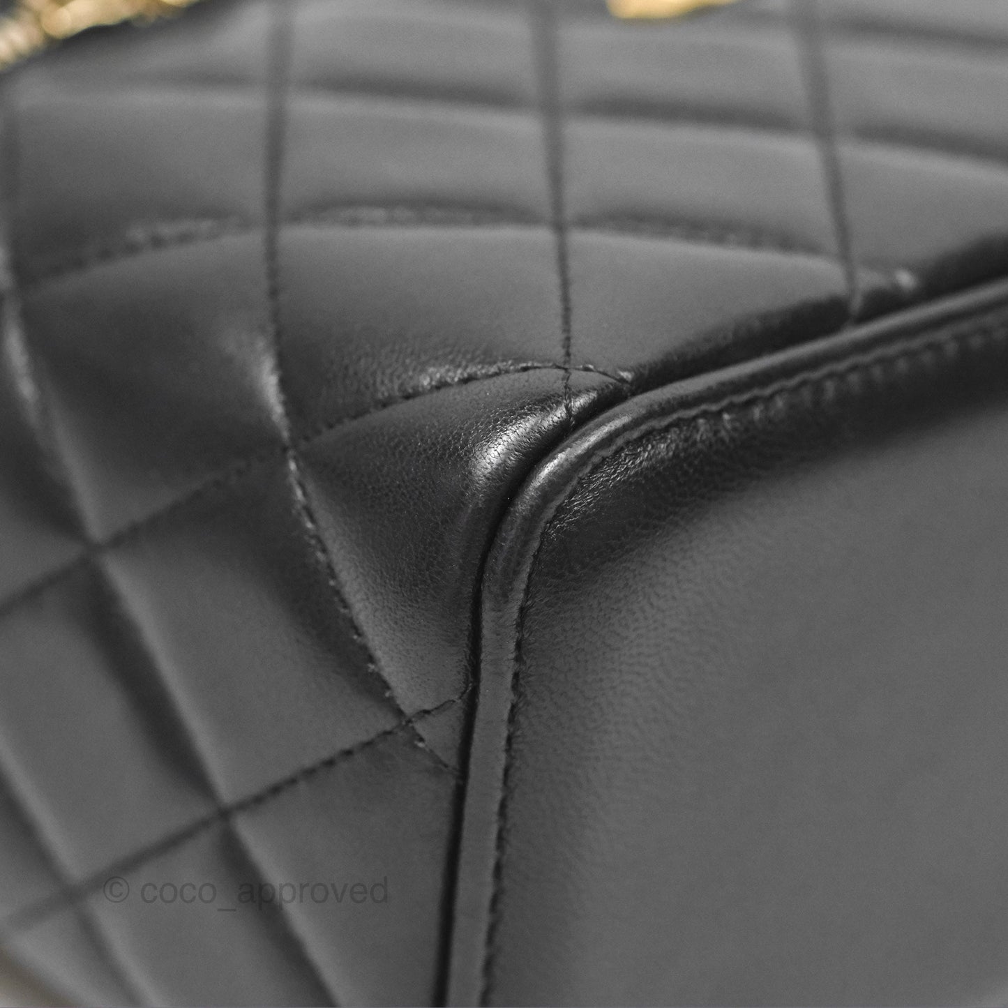 Chanel Vanity Rectangular Top Handle Black Lambskin Aged Gold Hardware