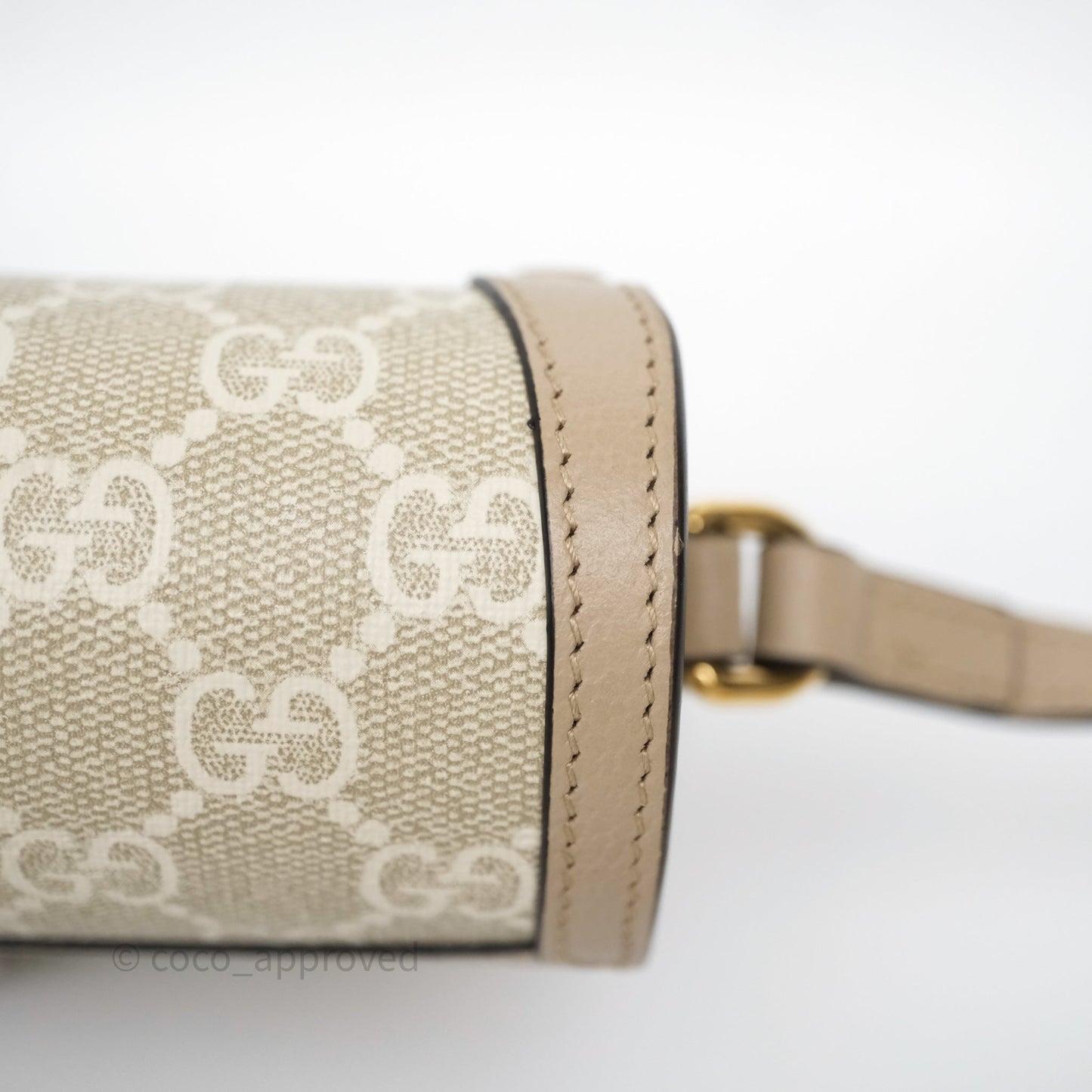 Gucci Horsebit 1955 Mini Bag Beige/ White GG Supreme Canvas Gold Hardware