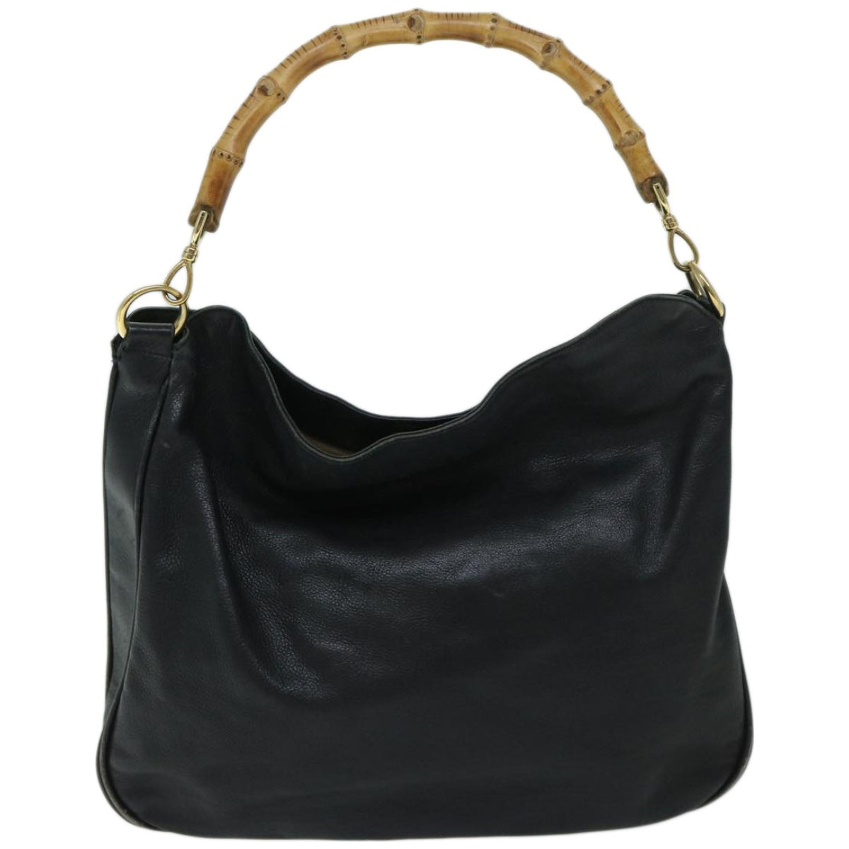 GUCCI Bamboo Shoulder Bag Leather 2way Black 001 1577  67045