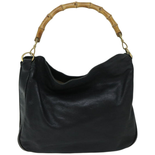 GUCCI Bamboo Shoulder Bag Leather 2way Black 001 1577  67045
