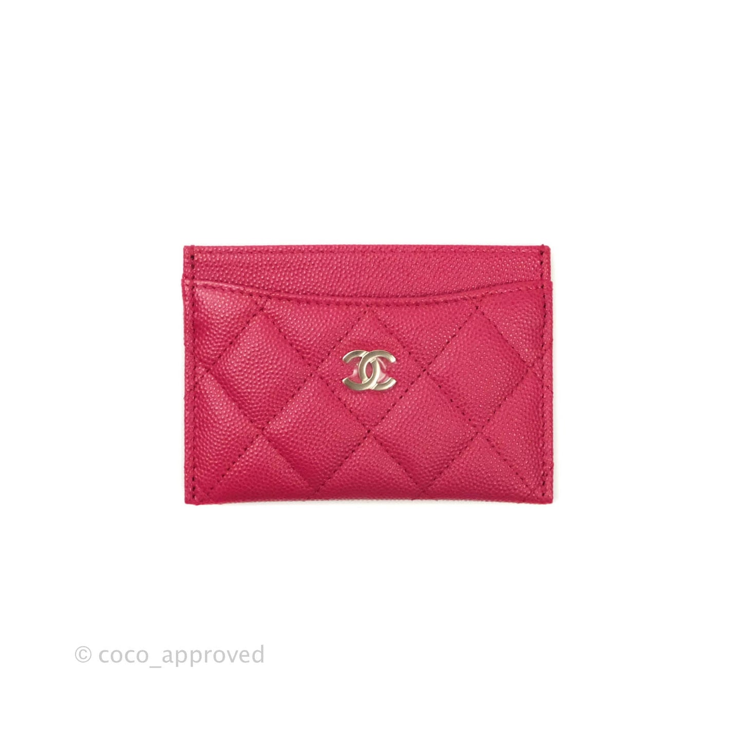 Chanel Classic Caviar Flat Card Holder Pink Gold Hardware 21A