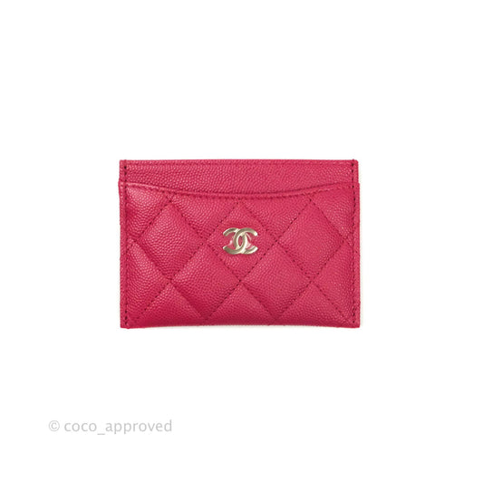 Chanel Classic Caviar Flat Card Holder Pink Gold Hardware 21A