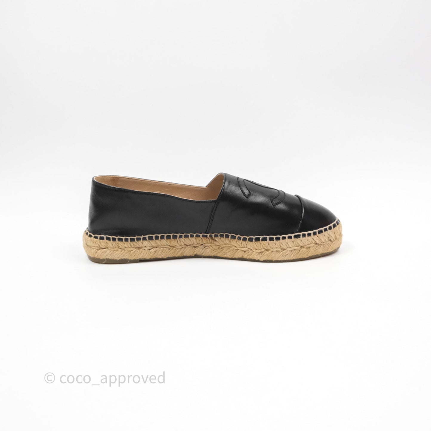Chanel Espadrille Black Leather Size 38