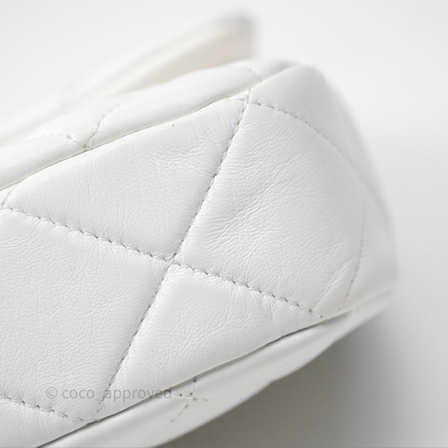 Chanel Small Flap Bag White Lambskin Aged Gold and Lacquered Metal 22S
