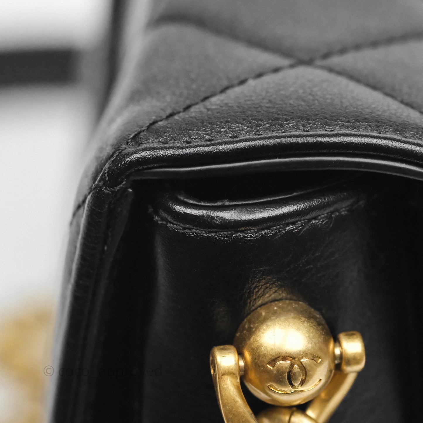 Chanel Mini Moon Messenger Bag Black Calfskin Aged Gold Hardware