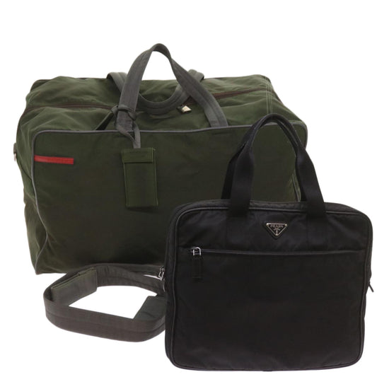 Luxury PradaShoulder Bag Nylon 2Set Black Khaki 67079