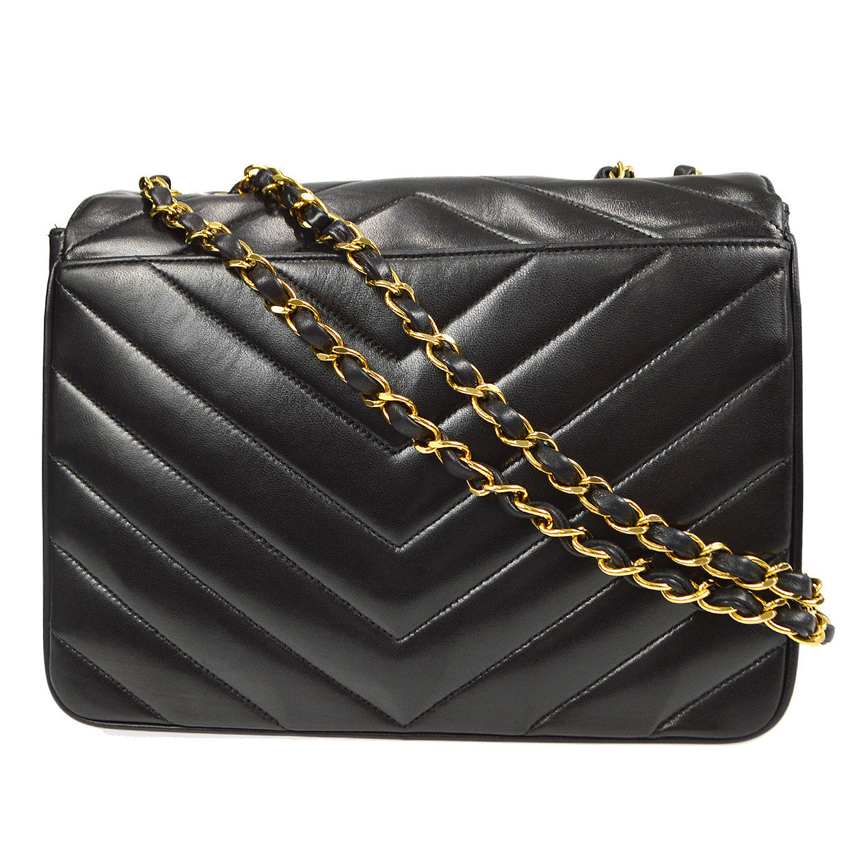 Luxury Chanel 1991-1994 Chevron Stitch Letter Flap Small Lambskin