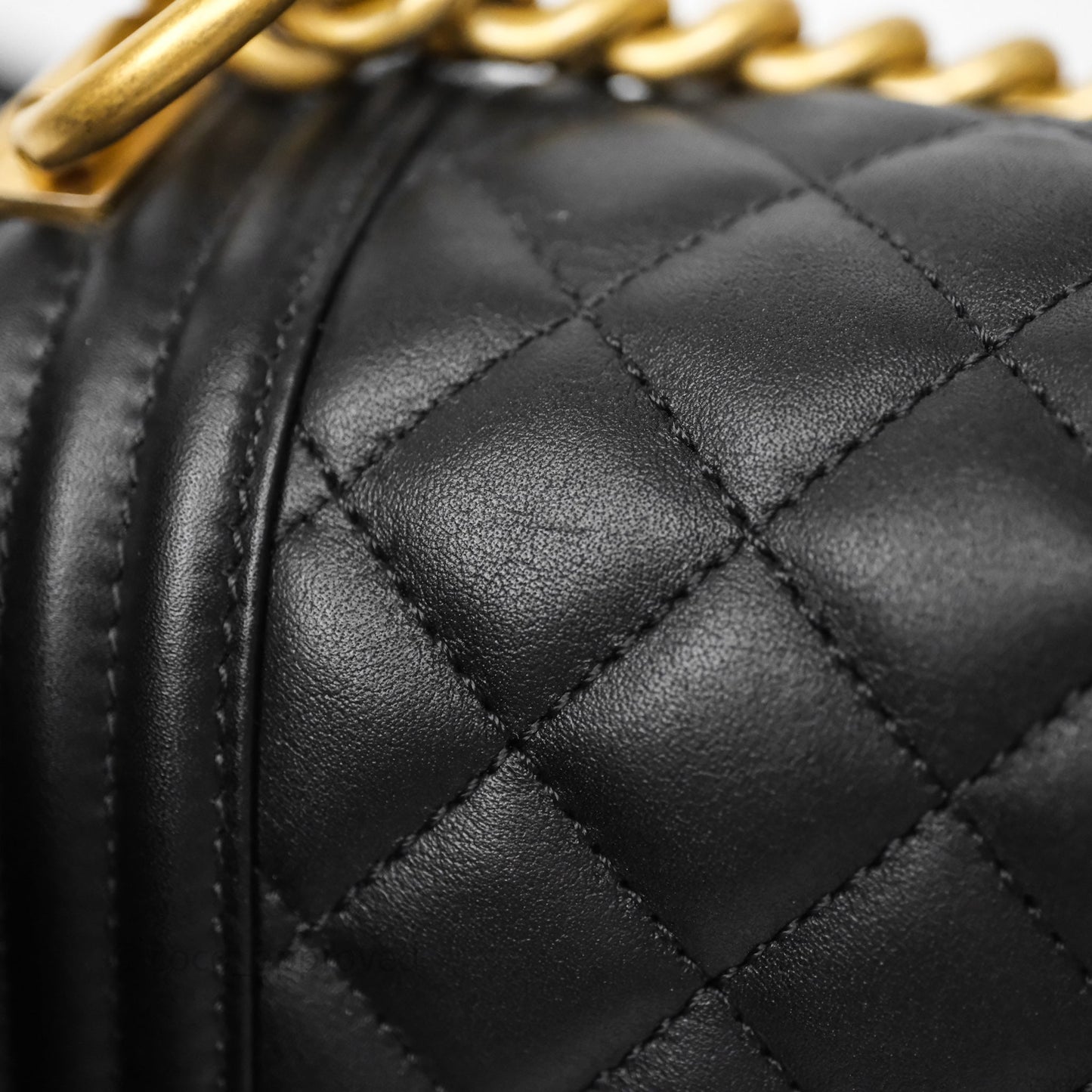 Chanel Small Boy Quilted Black Calfskin Aged Gold Hardware
