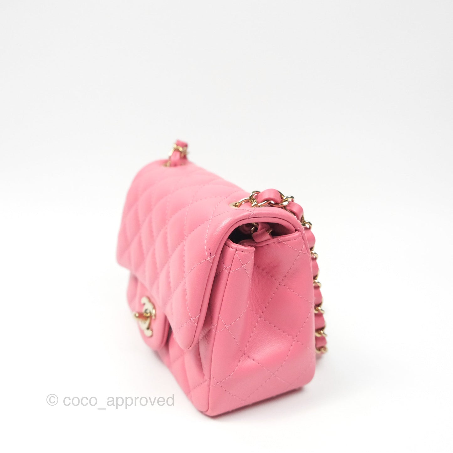 Chanel Quilted Mini Square Lambskin Pink Gold Hardware