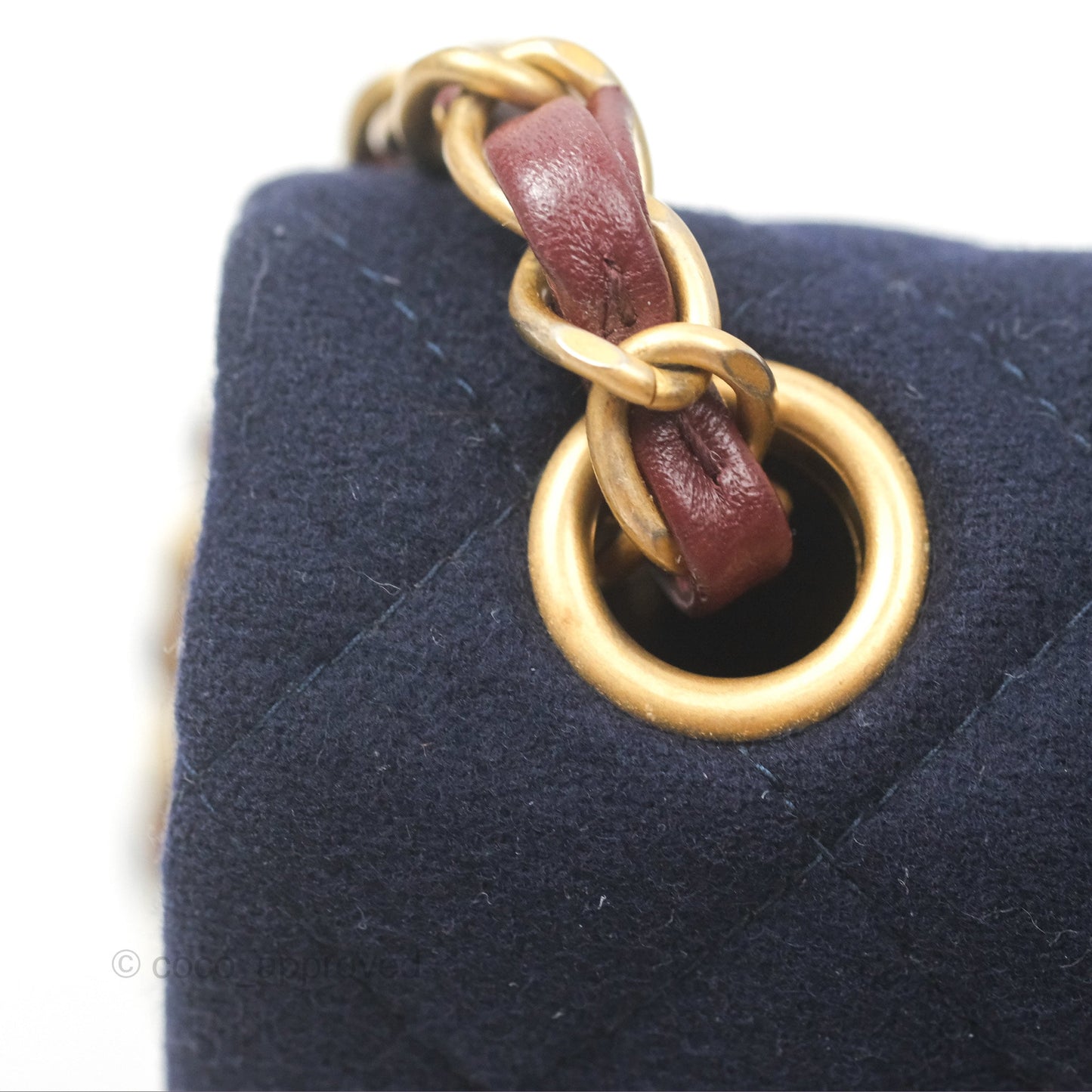 Chanel Mini Charms Rectangular Flap Navy Wool Aged Gold Hardware 18C