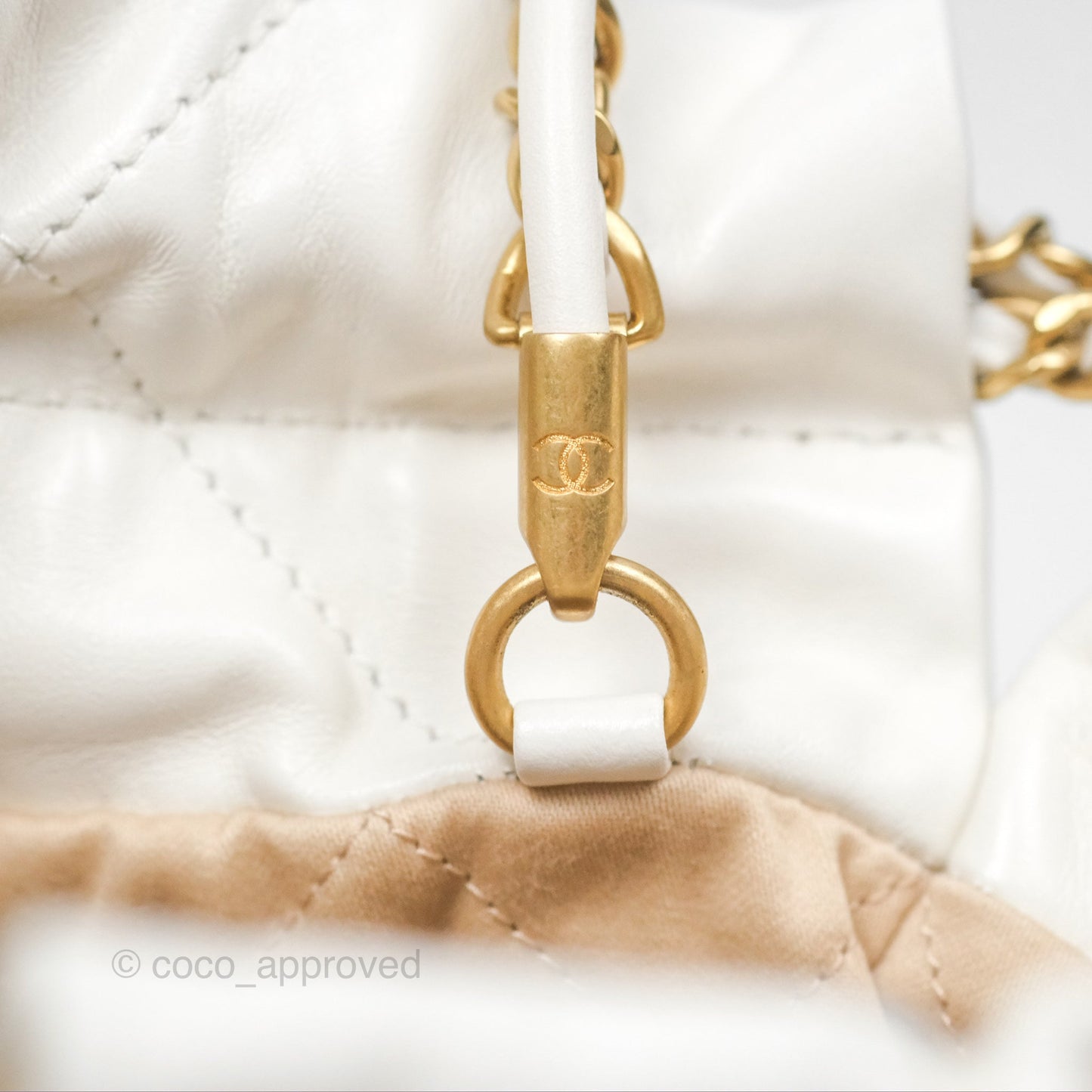 Chanel 22 Mini Bag White Shiny Crumpled Calfskin