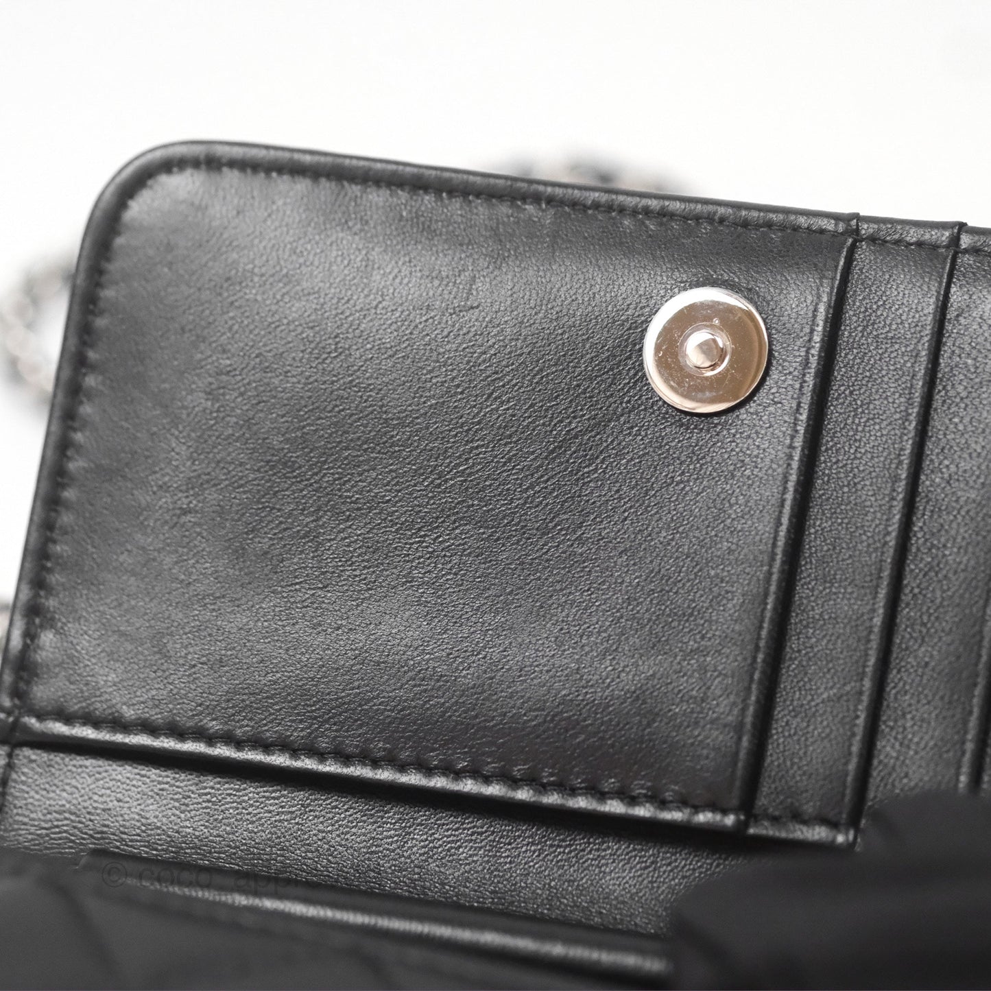 Chanel Quilted Mini Wallet on Chain WOC Black Lambskin Silver Hardware