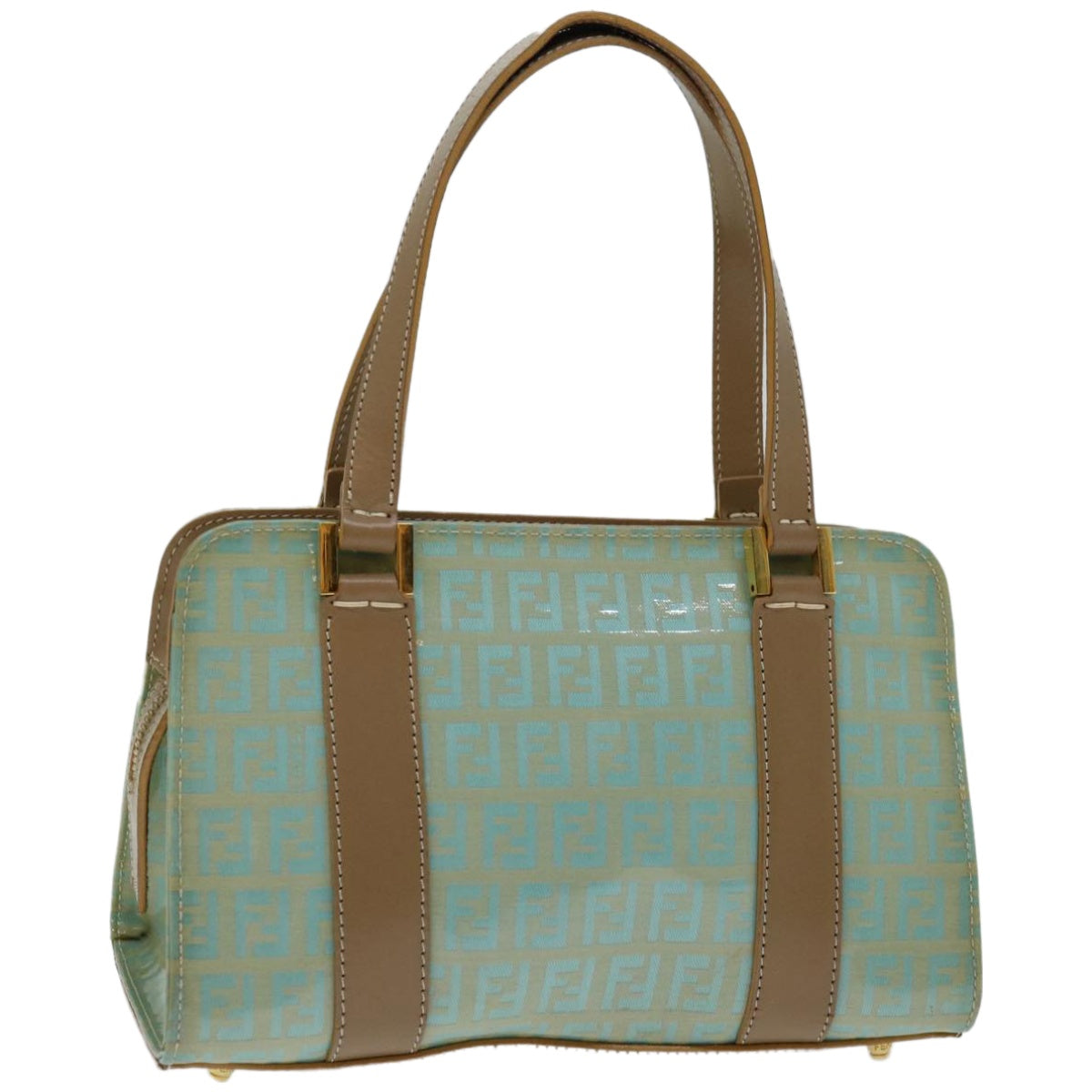 Luxury FendiZucchino Canvas Hand Bag Enamel Light Blue67120
