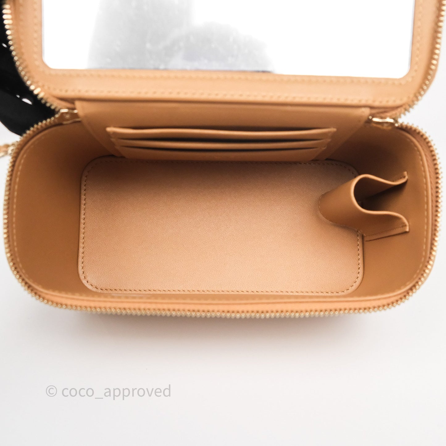 Chanel Top Handle Vanity with Chain Caramel Beige Lambskin Gold Hardware
