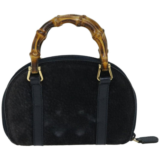 GUCCI Bamboo Shoulder Wallet Suede 2way Navy 039 1705 0701  67137