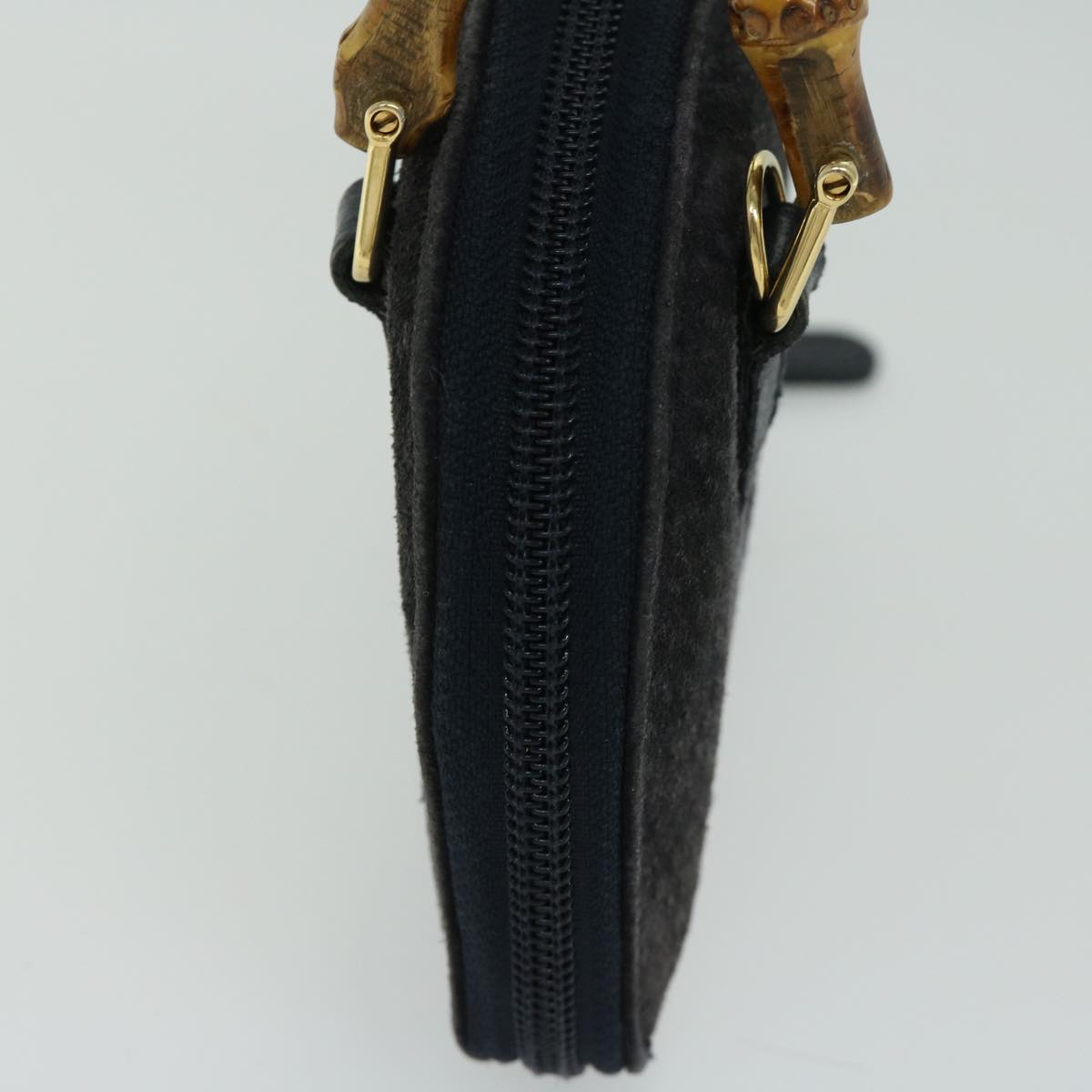 GUCCI Bamboo Shoulder Wallet Suede 2way Navy 039 1705 0701  67137