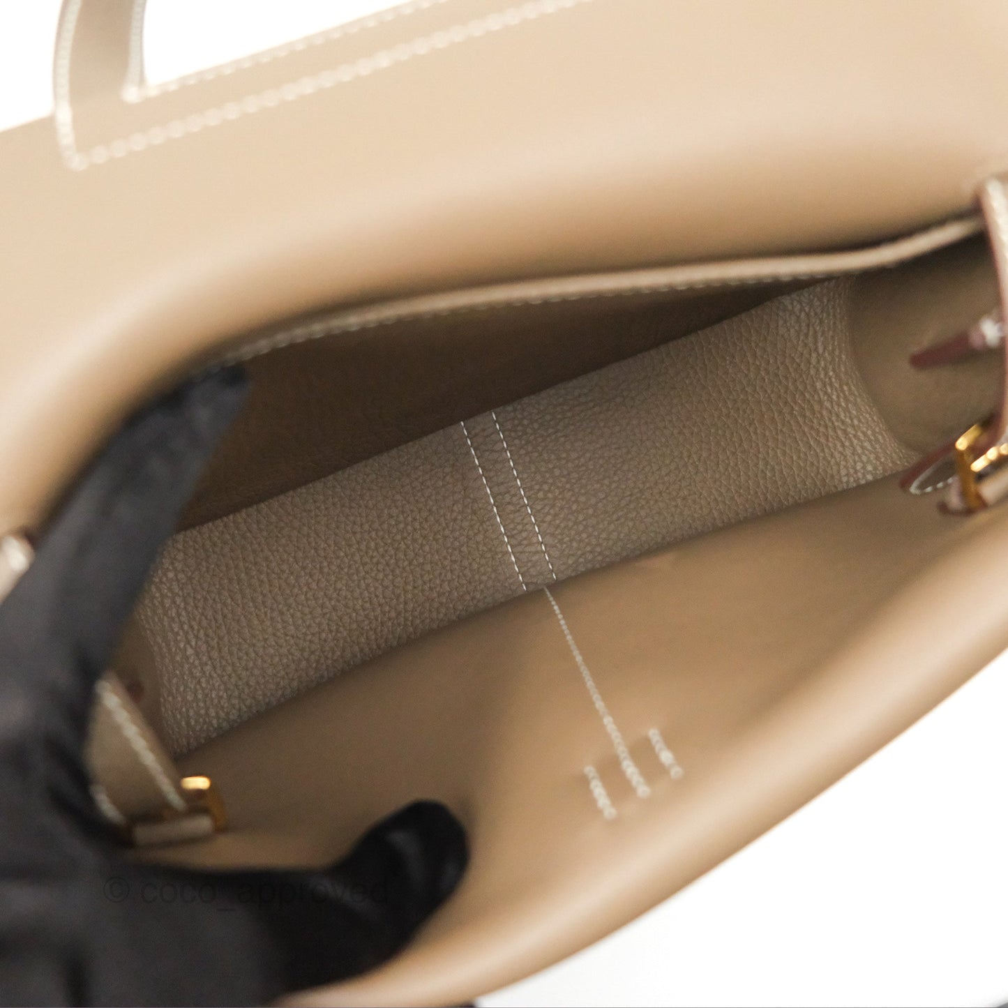 Hermès Halzan 25 Etoupe Clemence Gold Hardware