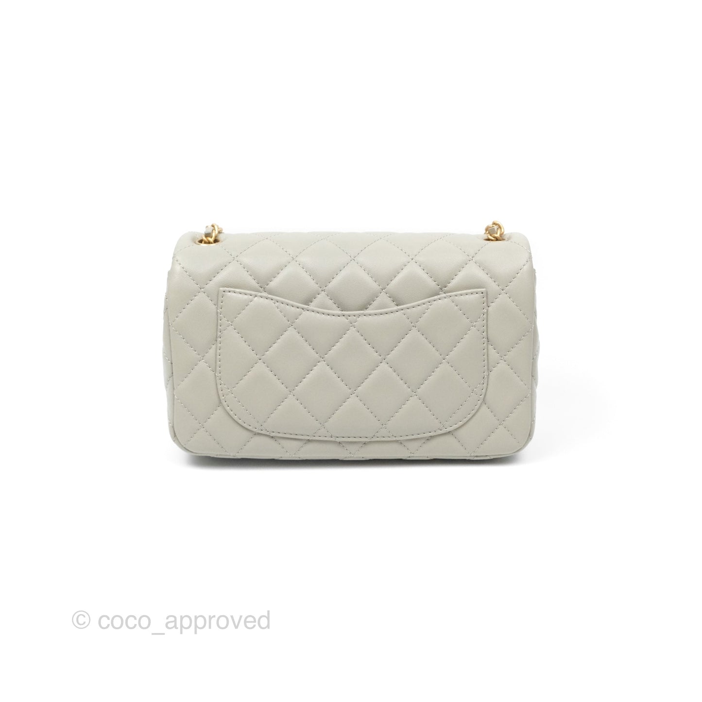 Chanel Pearl Crush Mini Rectangular Grey Lambskin Aged Gold Hardware