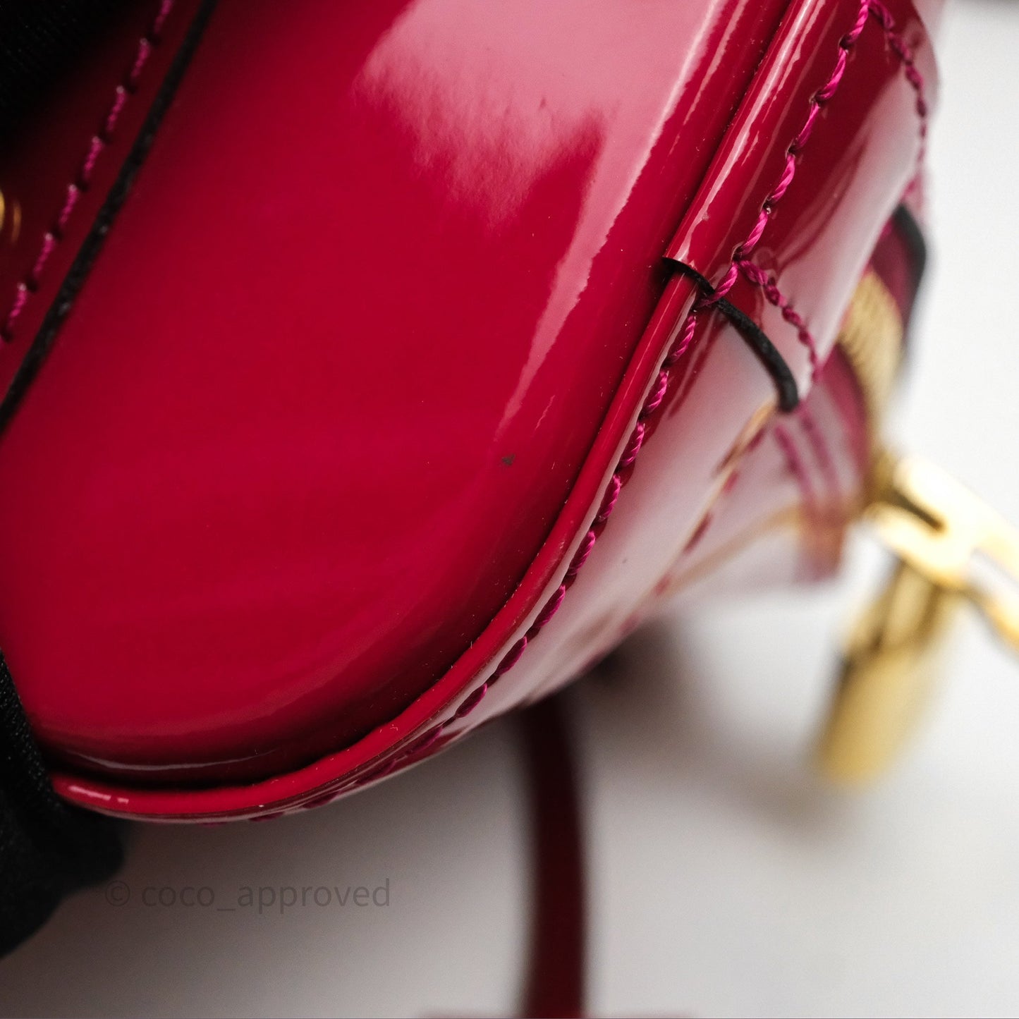 Louis Vuitton Alma BB Red Patent Gold Hardware