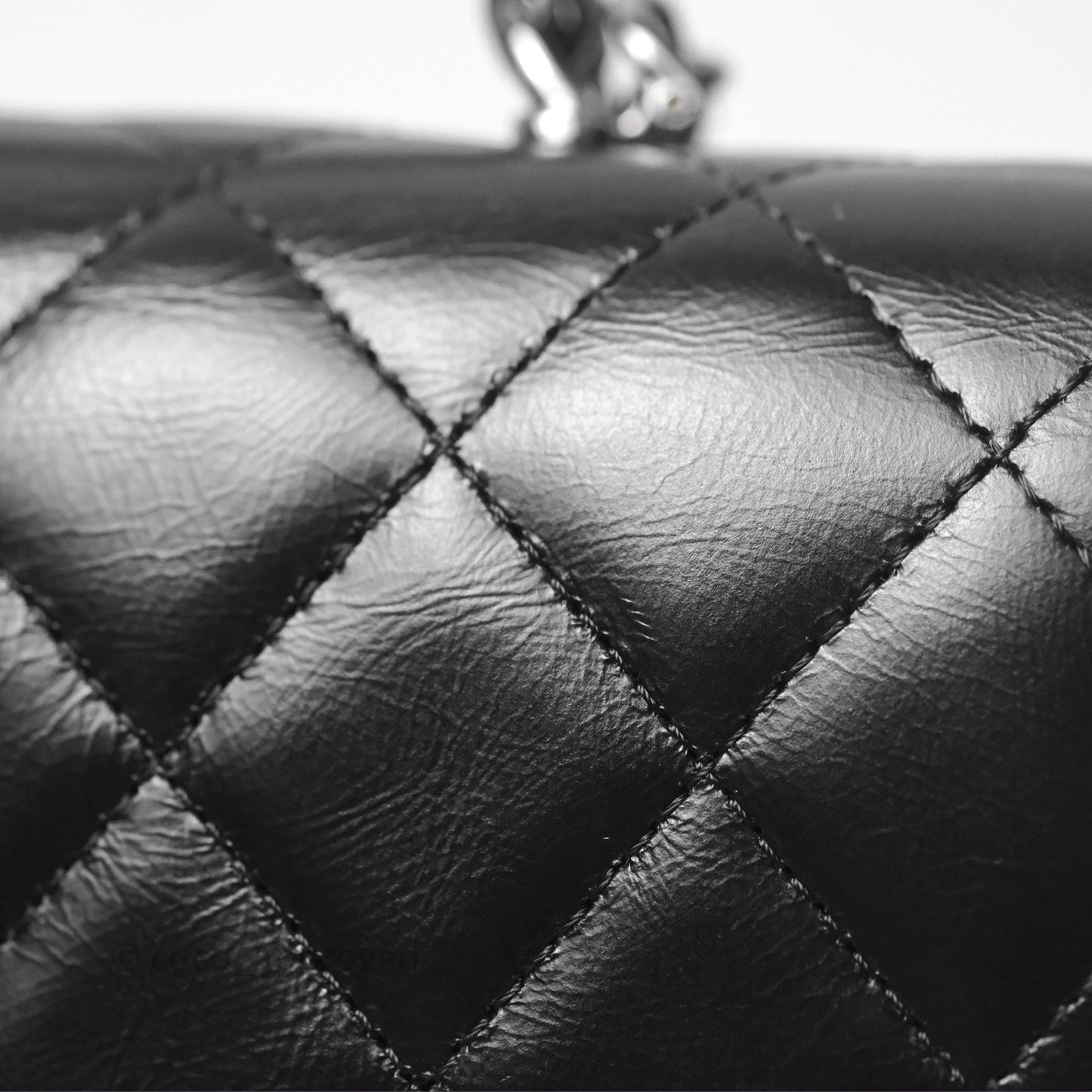 Chanel Mini Crystal Top Handle Wallet On Chain WOC Black Calfskin Gun Metal Hardware 23K