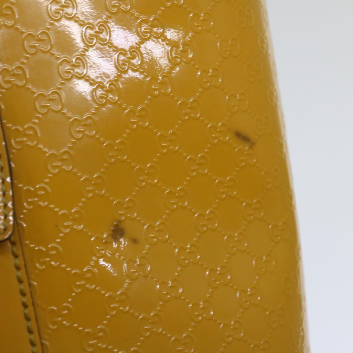 GUCCI Micro GG Canvas Hand Bag Patent leather Yellow 336776  67196