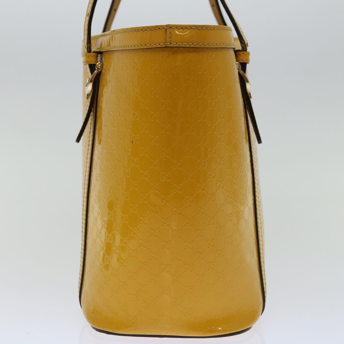 GUCCI Micro GG Canvas Hand Bag Patent leather Yellow 336776  67196