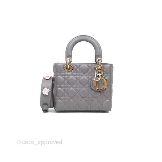Christian Dior Small Lady Dior My ABCDior Bag Stone Gray Cannage Lambskin
