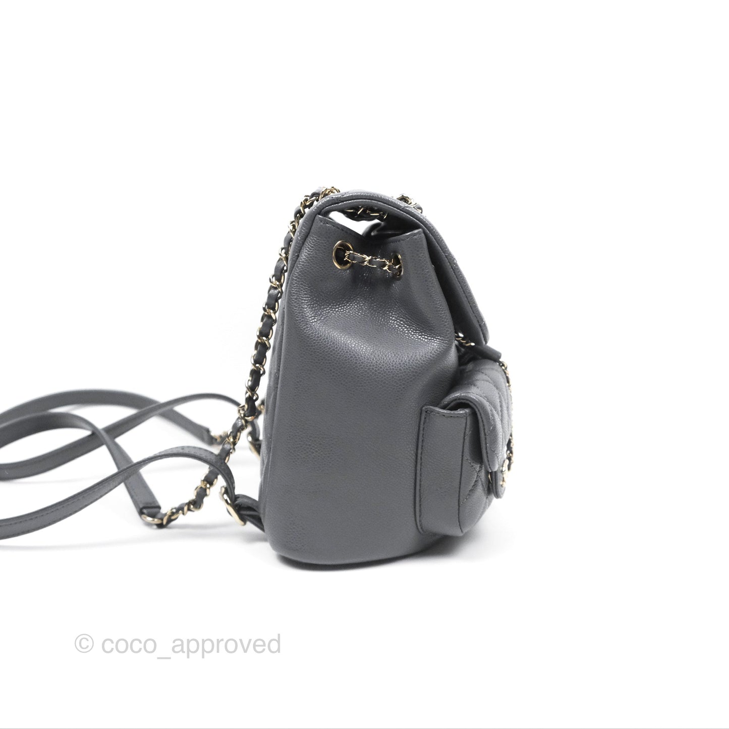 Chanel Duma Backpack Medium Grey Caviar Gold Hardware