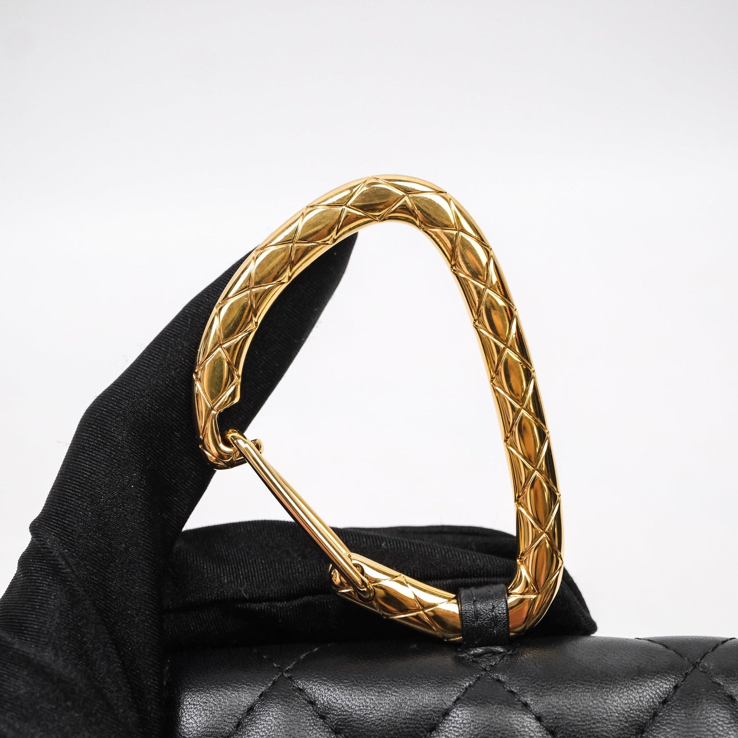 Chanel Jewel Hook Card Holder Black Lambskin Aged Gold Hardware