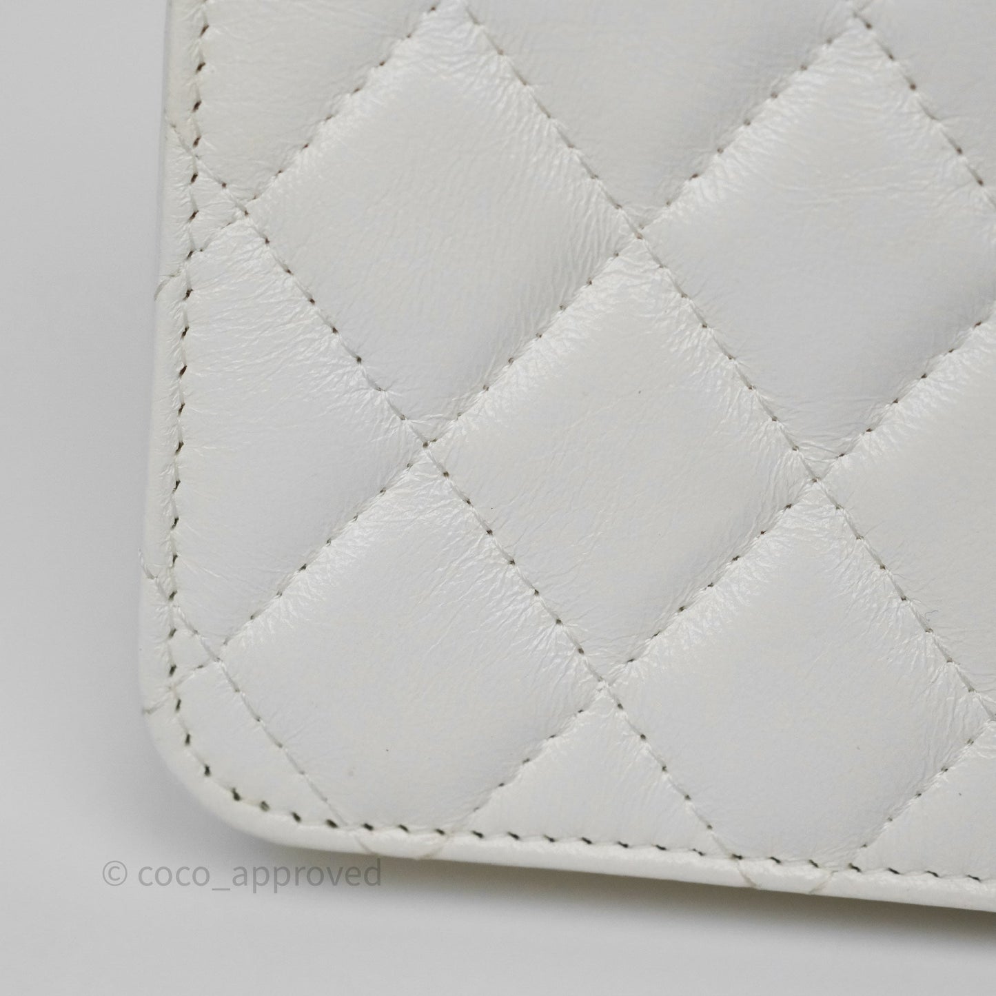 Chanel Dynasty Phone Holder with Chain White Ivory Lambskin Aged Gold Hardware
