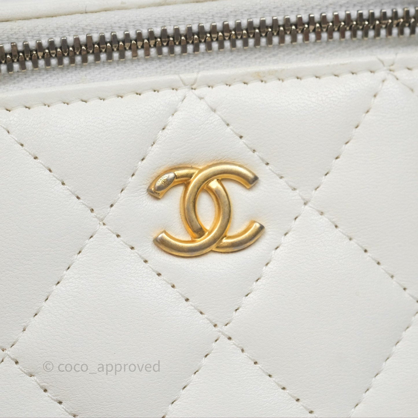 Chanel Mini Pearl Crush Vanity With Chain Ivory White Aged Gold Hardware