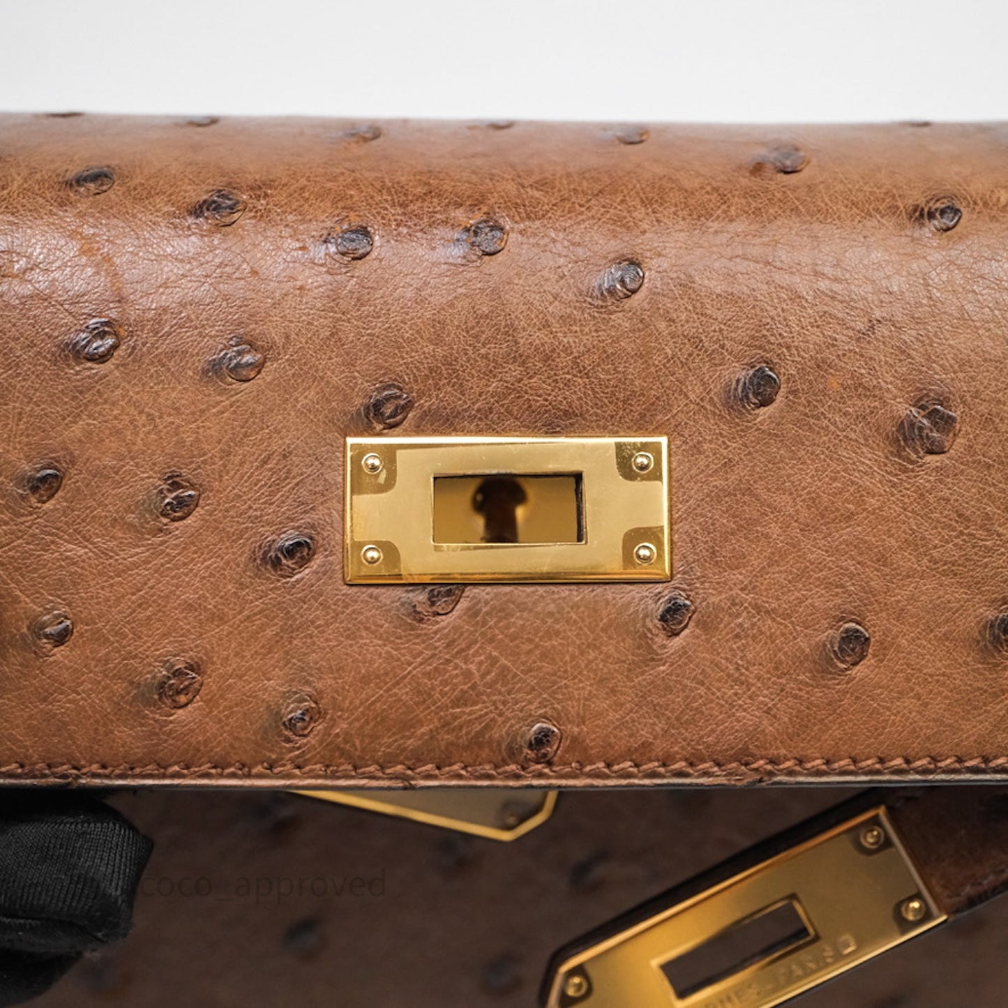 Hermès Kelly 28 Chocolate Ostrish Sellier Gold Hardware