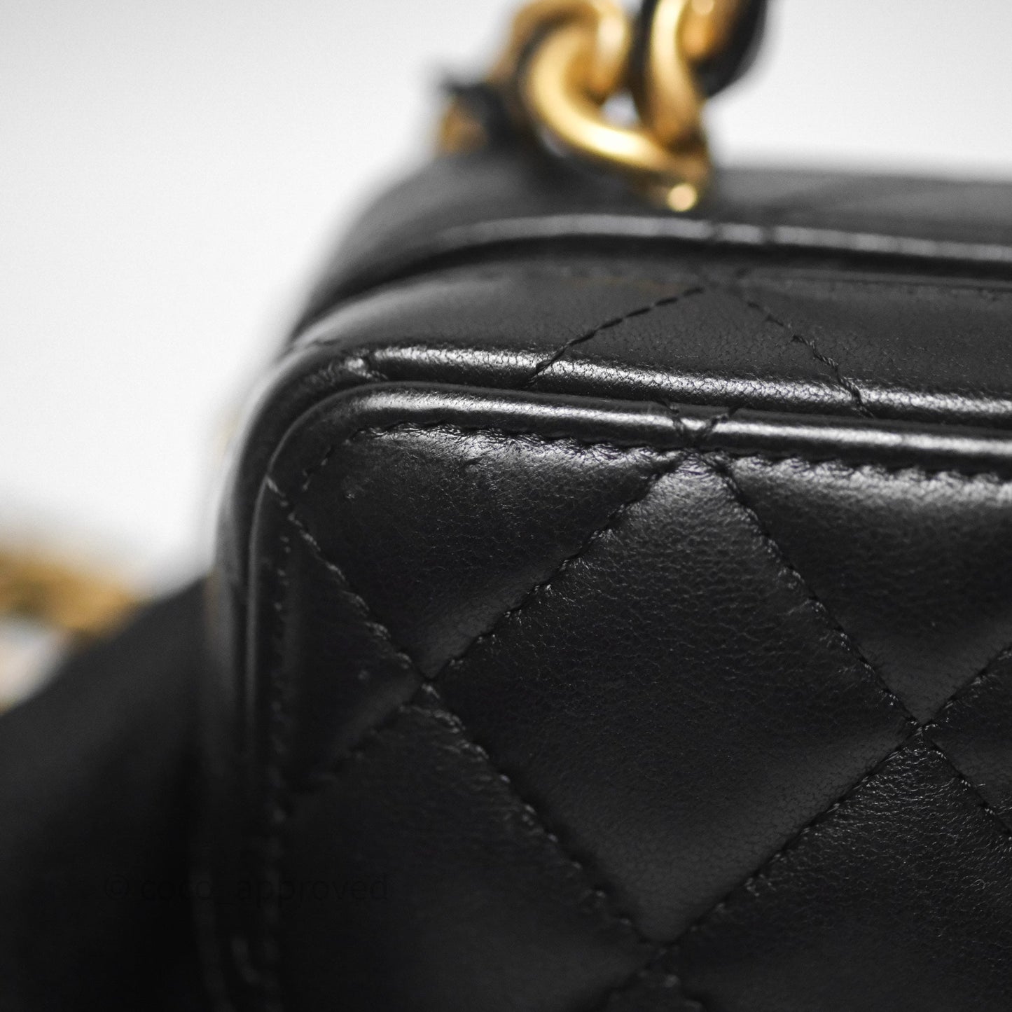 Chanel Top Handle Vanity Case Black Lambskin Aged Gold Hardware 22A