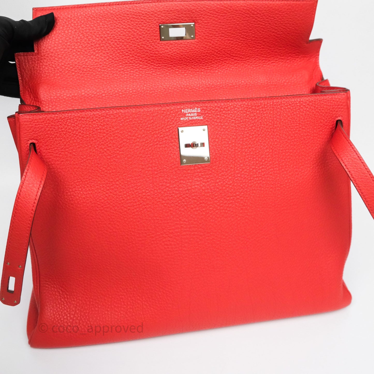 Hermès Kelly 35 Retourne Red Togo Palladium Hardware