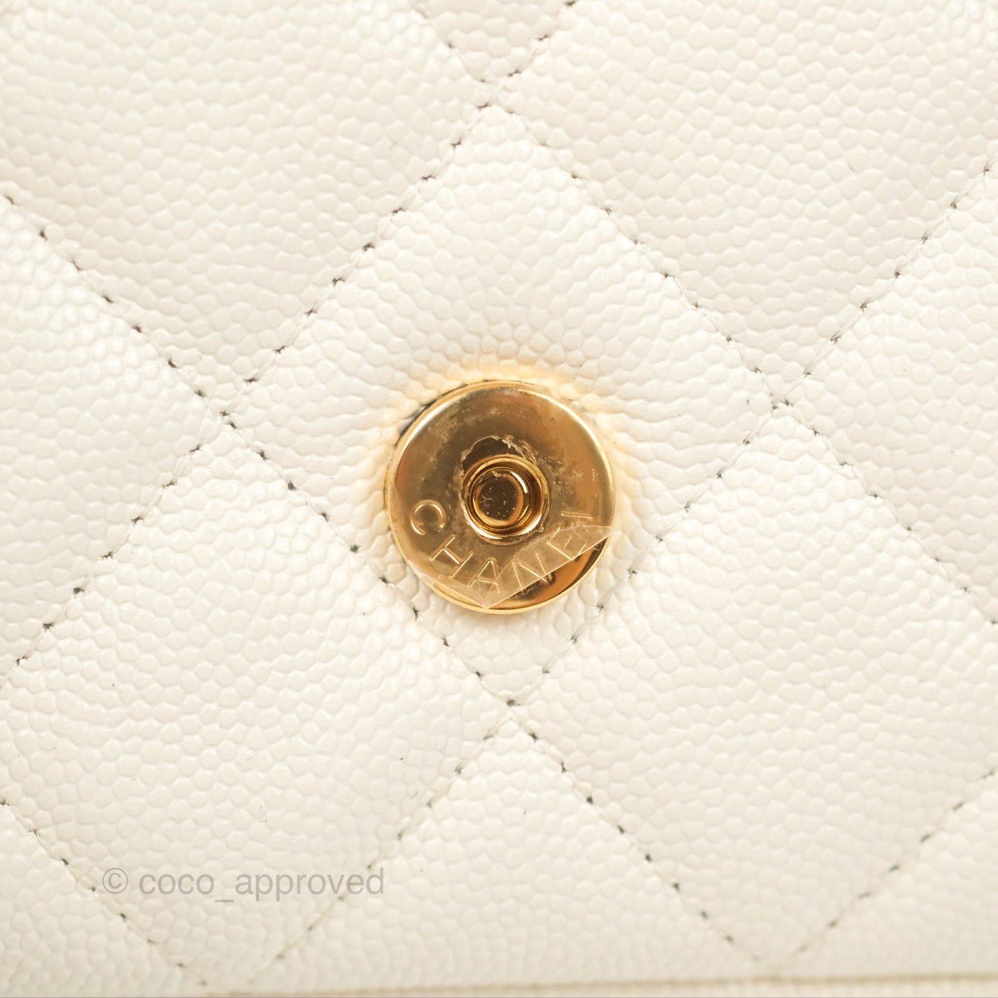 Chanel Clutch with Chain Ivory White Caviar Gold Hardware 22K