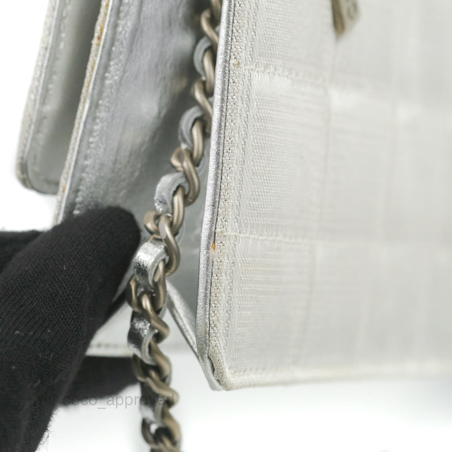 Chanel Vintage Wallet on Chain Silver Ice Cube Fabric