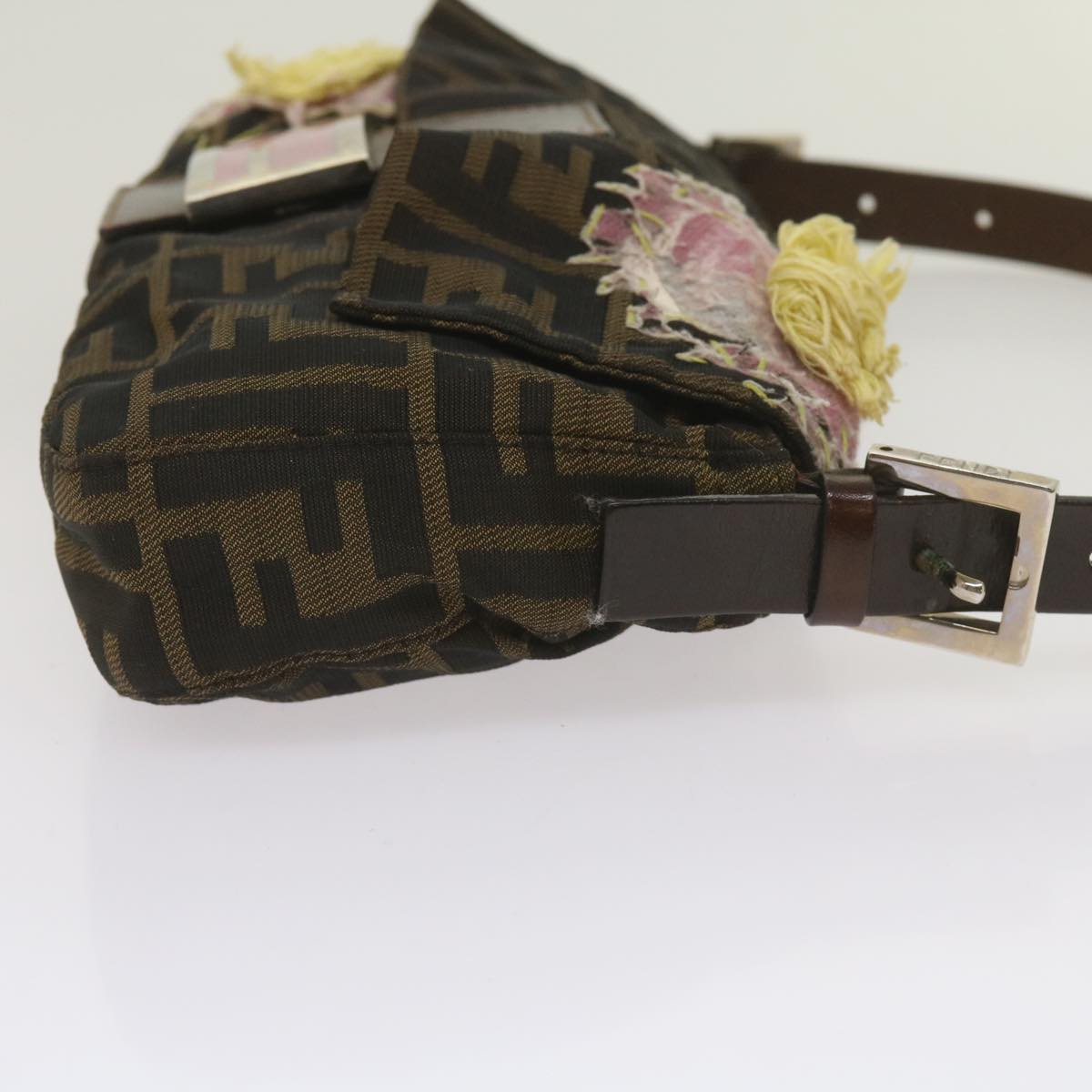 Luxury FendiZucchino Canvas Mamma Baguette Shoulder Bag Brown Black67285