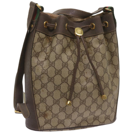 GUCCI GG Supreme Web Sherry Line Shoulder Bag PVC Beige 164 02 034  67288