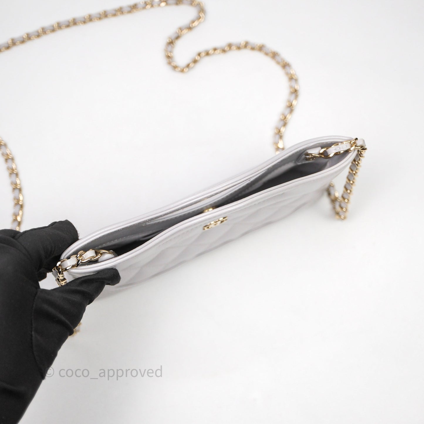 Chanel Nano 31 Grey Shiny Lambskin Gold Hardware