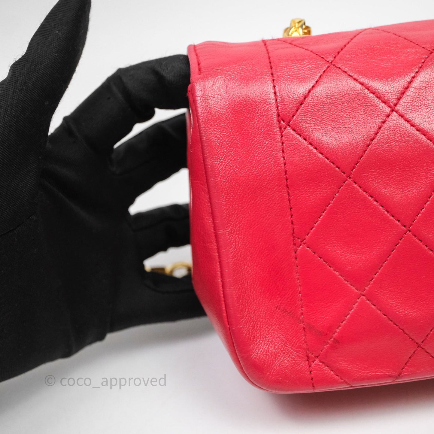 Chanel Vintage Mini Bijoux Chain Flap Bag Red Gold Hardware