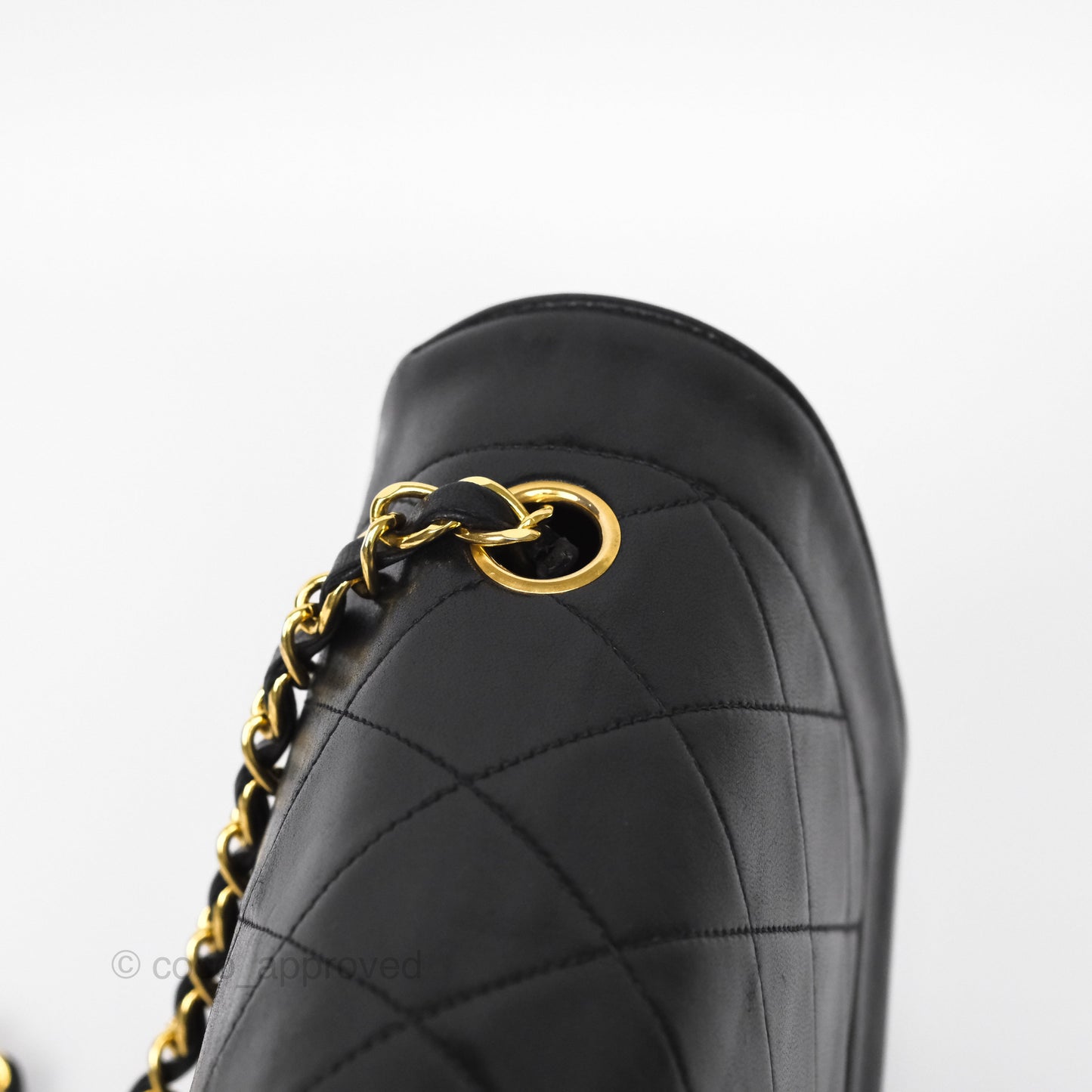 Chanel Vintage Small Classic Diana Quilted Black Lambskin 24K Gold Hardware