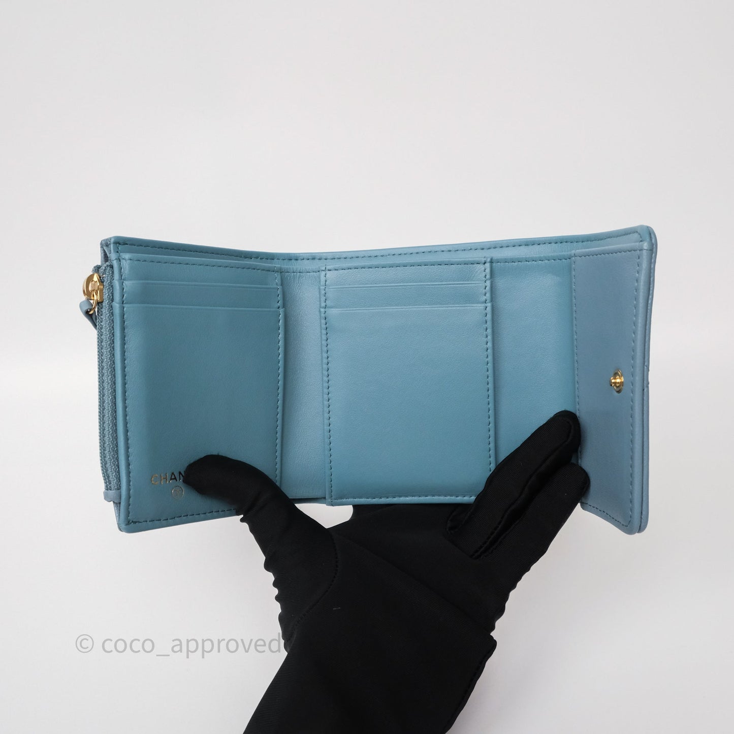 Chanel 19 Short Flap Wallet Cloud Blue Lambskin