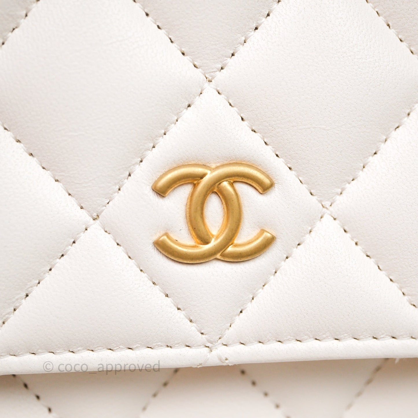 Chanel Coco Heart Chain WOC Ivory White Lambskin Aged Gold Hardware 22K