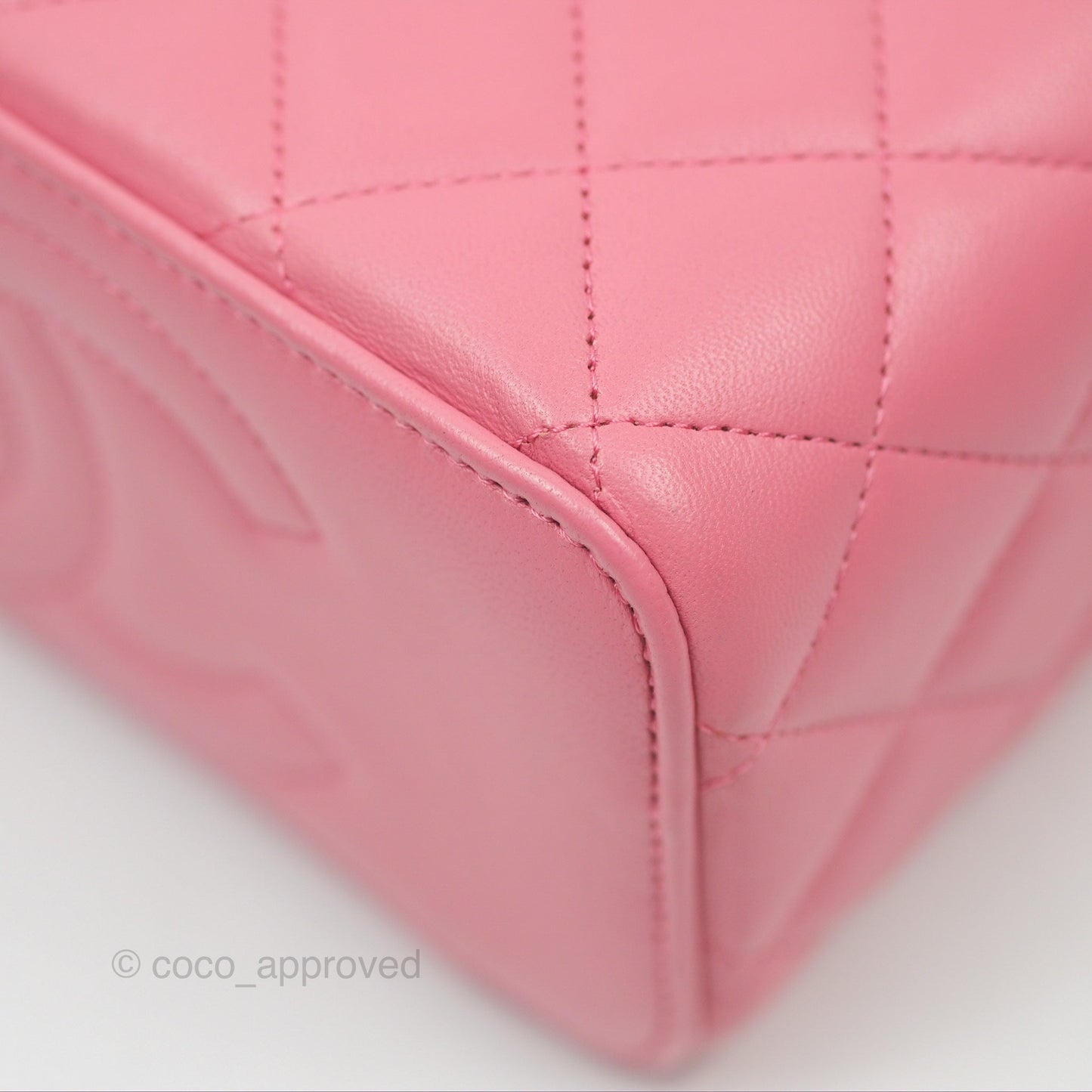 Chanel Vanity Rectangular Top Handle Pink Lambskin Gold Hardware