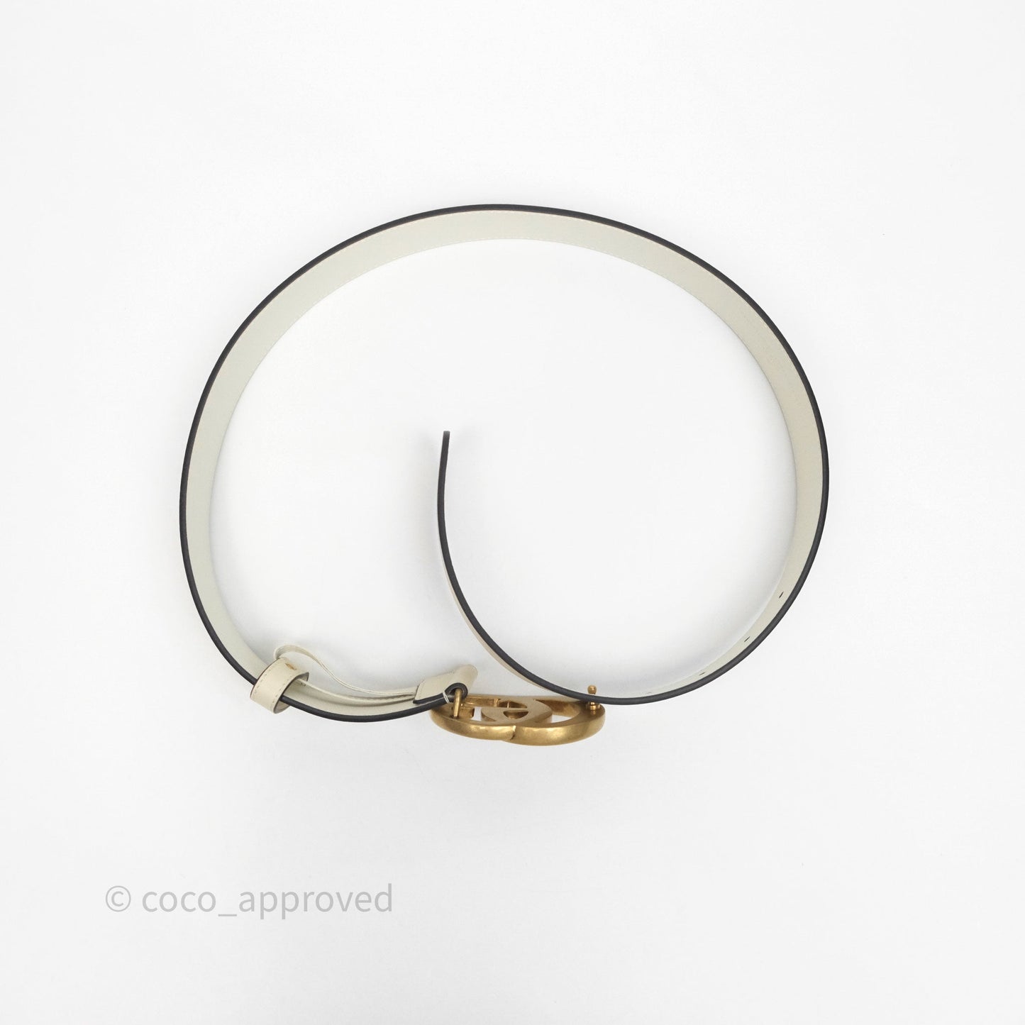 Gucci Double GG 20mm Belt 75 30 White Calfskin