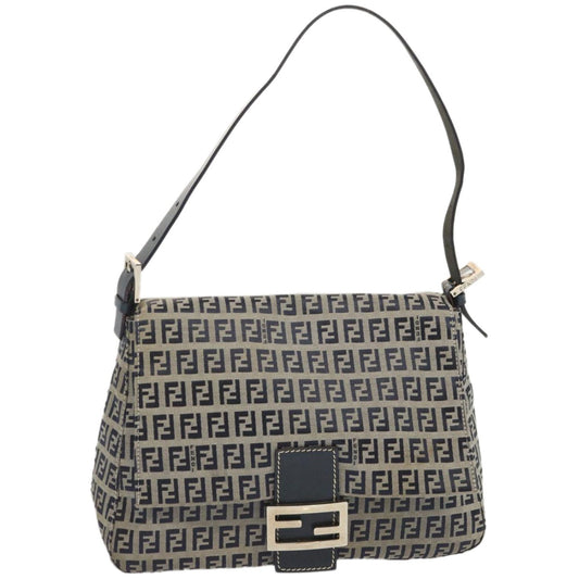 Luxury FendiZucchino Canvas Mamma Baguette Shoulder Bag Navy67319