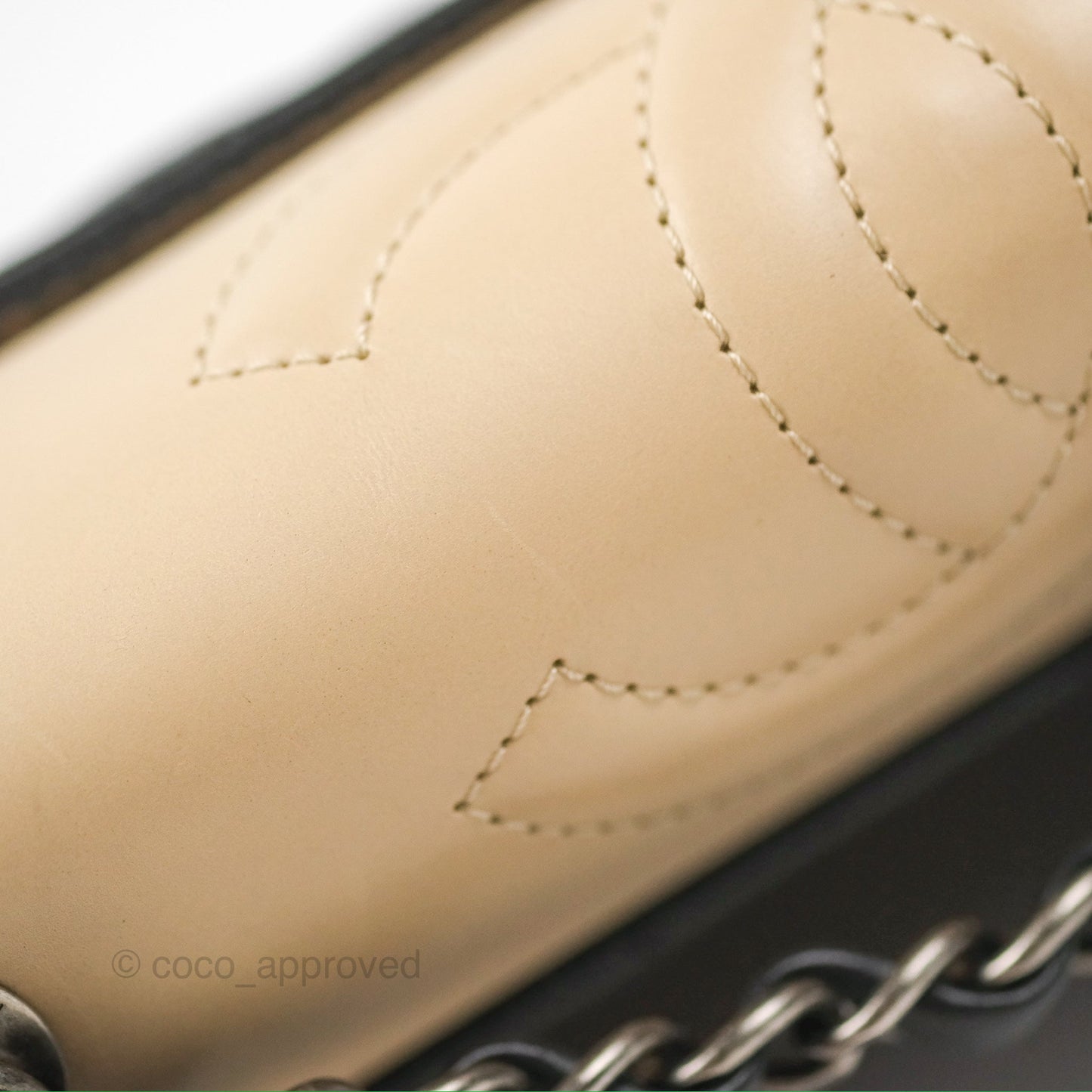 Chanel Quilted Ballerine Flap Light Beige Black Calfskin Ruthenium Hardware