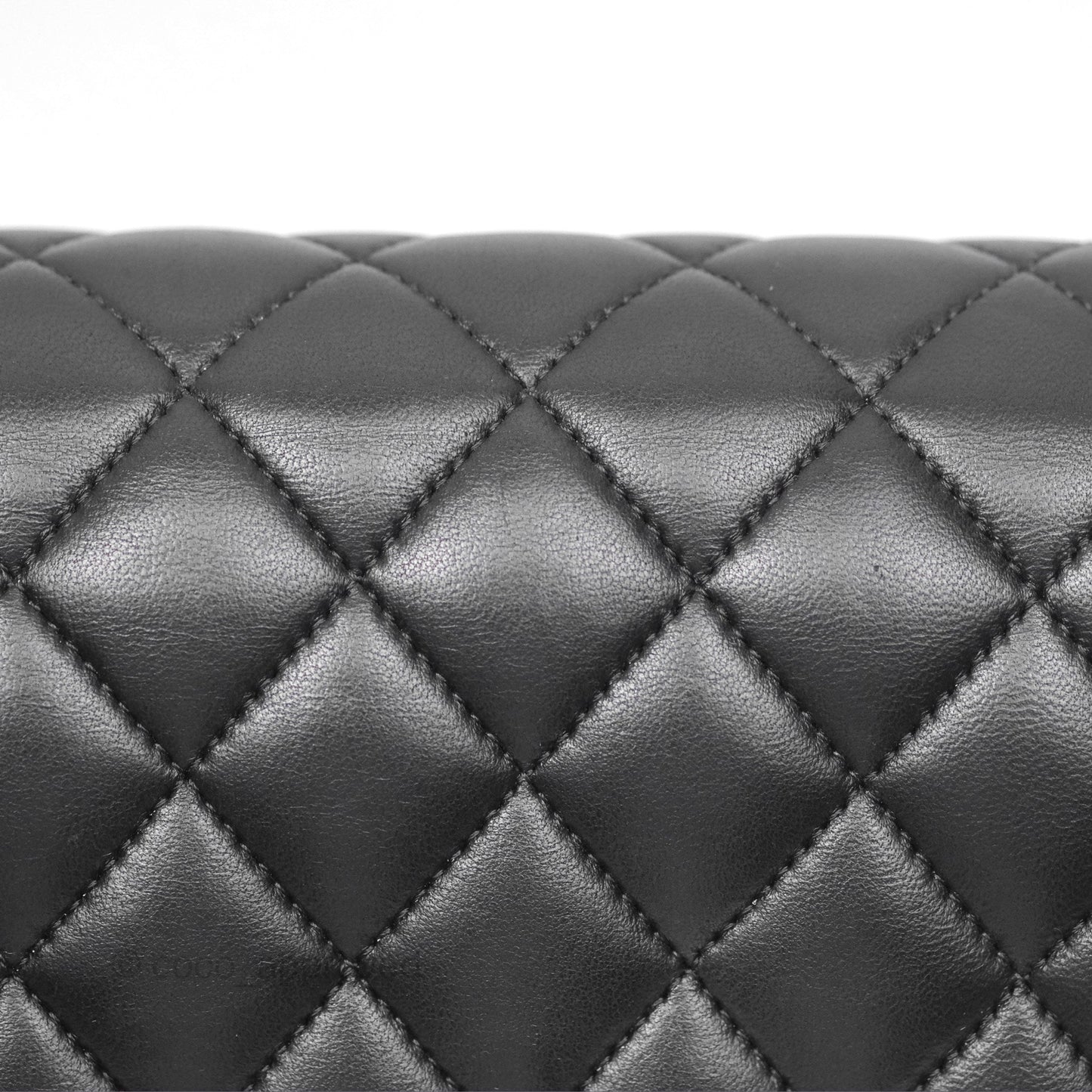 Chanel Classic M/L Medium Flap Quilted Black Lambskin Silver Hardware