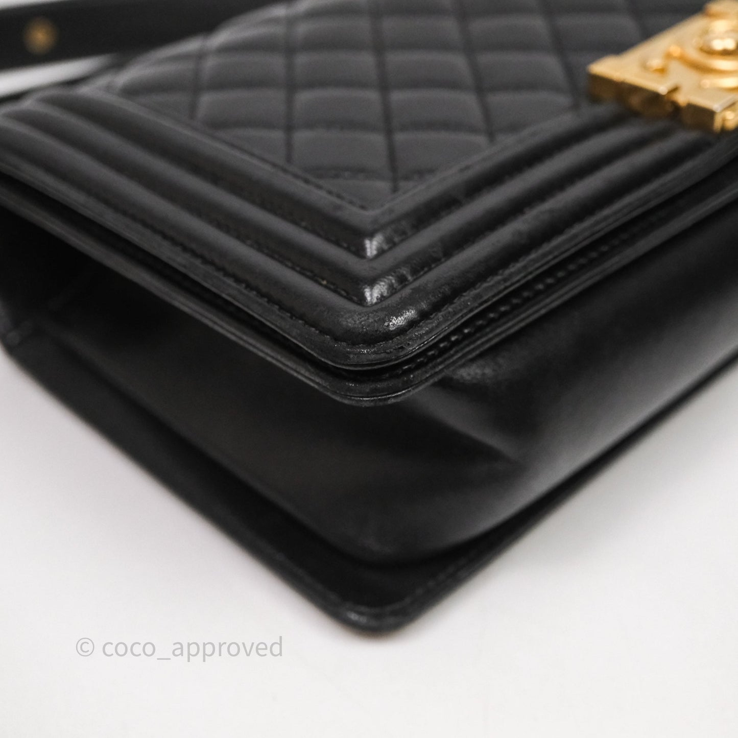 Chanel Medium Boy Quilted Black Lambskin Aged Gold Hardware