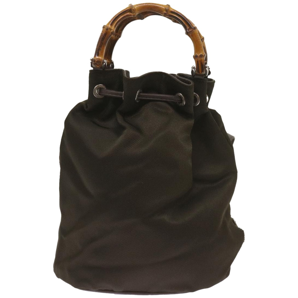 GUCCI Bamboo Shoulder Bag Nylon Khaki 003 2854 0060 5  67350